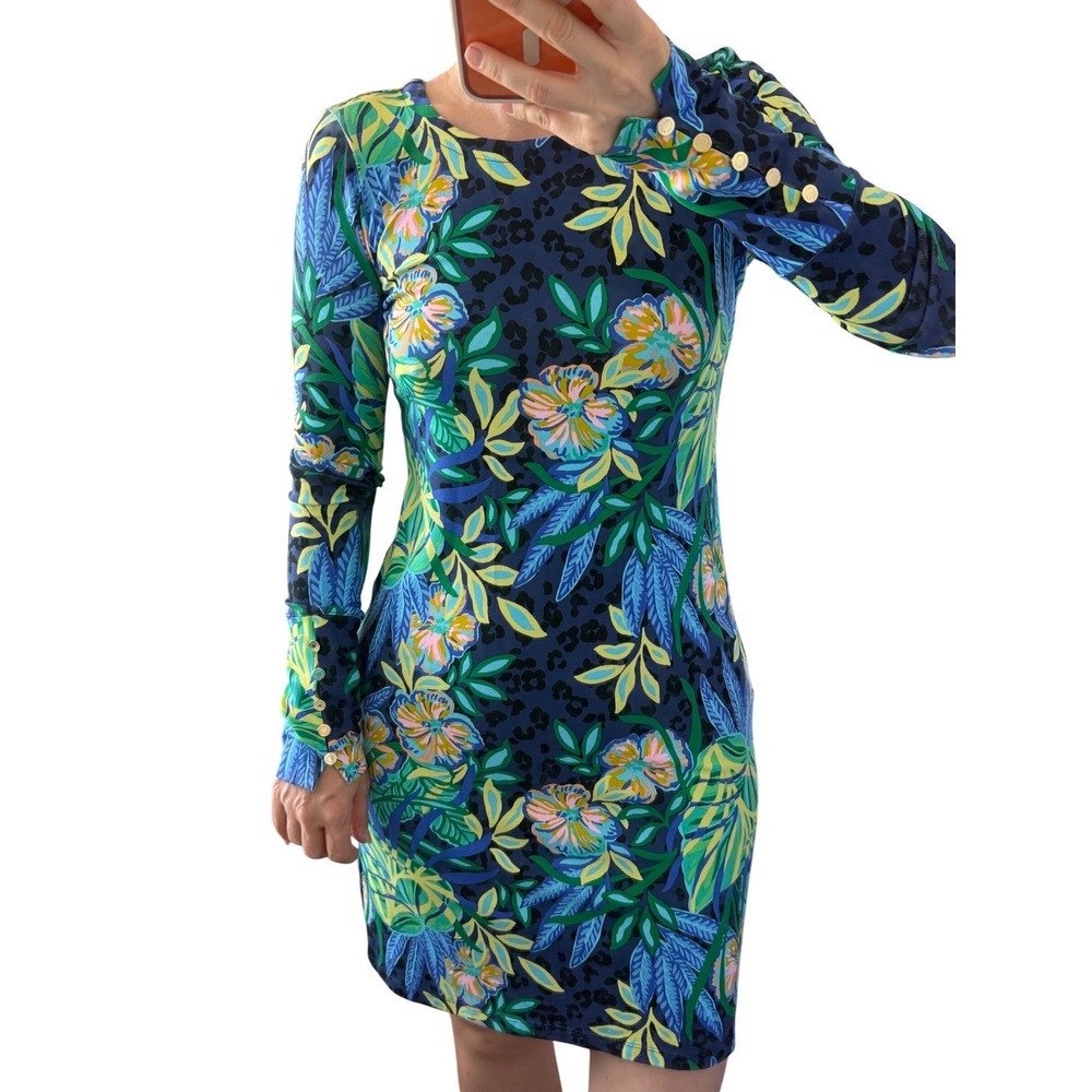 Lilly Pulitzer Ellis UPF 50+ Dress XXS The Hottest Spot Floral Leopard Multi